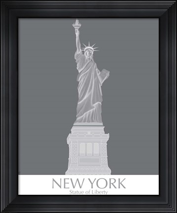 Framed New York Statue of Liberty Monochrome Print