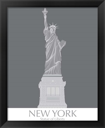 Framed New York Statue of Liberty Monochrome Print