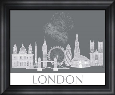 Framed London Skyline Monochrome Print