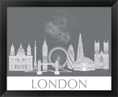 Framed London Skyline Monochrome Print