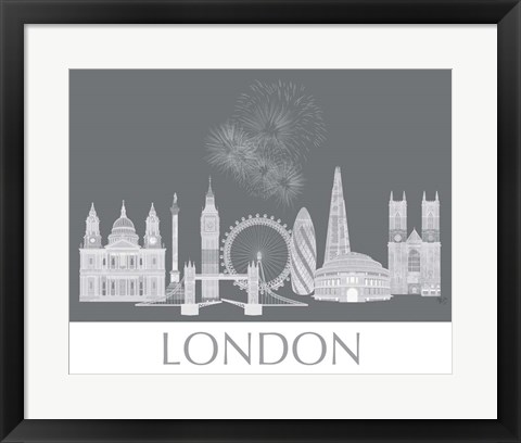 Framed London Skyline Monochrome Print