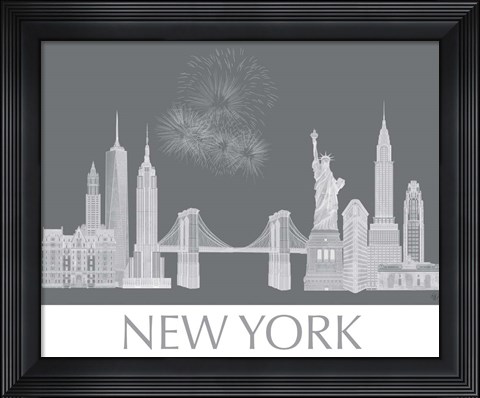Framed New York Skyline Monochrome Print