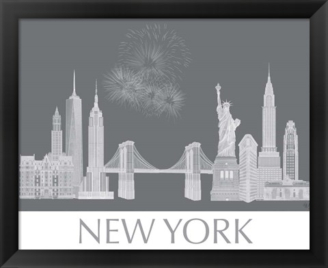 Framed New York Skyline Monochrome Print