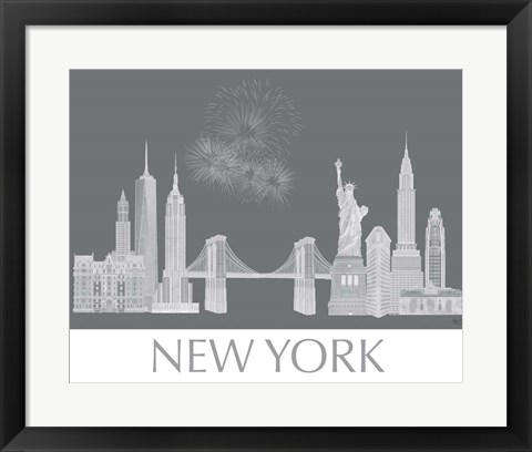 Framed New York Skyline Monochrome Print