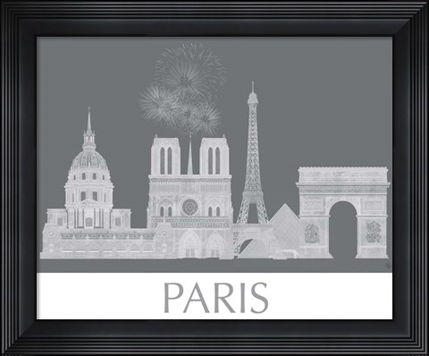 Framed Paris Skyline Monochrome Print