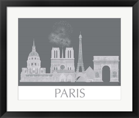 Framed Paris Skyline Monochrome Print