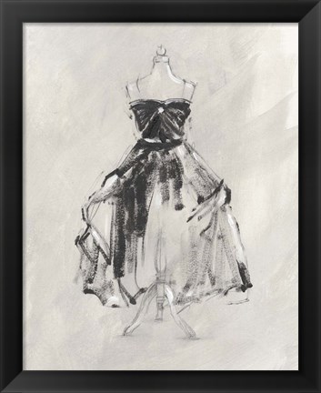 Framed Black Evening Gown I Print