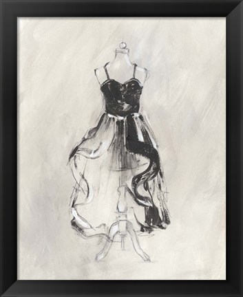 Framed Black Evening Gown II Print