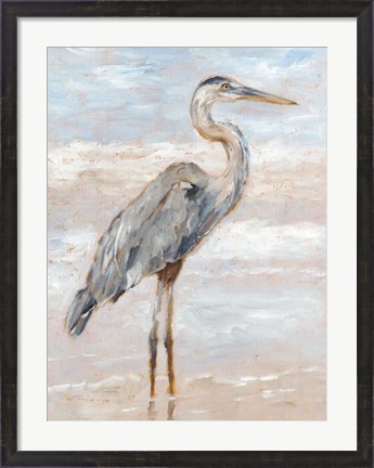 Framed Beach Heron I Print