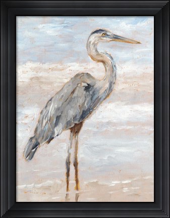 Framed Beach Heron I Print