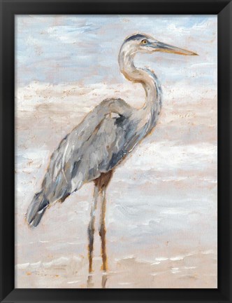 Framed Beach Heron I Print