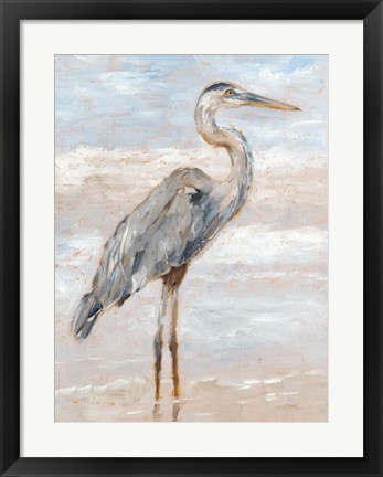 Framed Beach Heron I Print