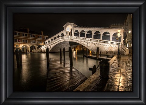Framed Rialto in the Rain Print