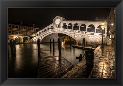 Framed Rialto in the Rain Print