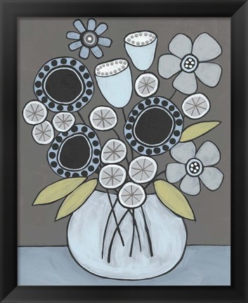 Framed Happy Garden Flowers I Print