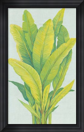 Framed Chartreuse Tropical Foliage I Print