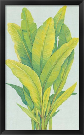 Framed Chartreuse Tropical Foliage I Print