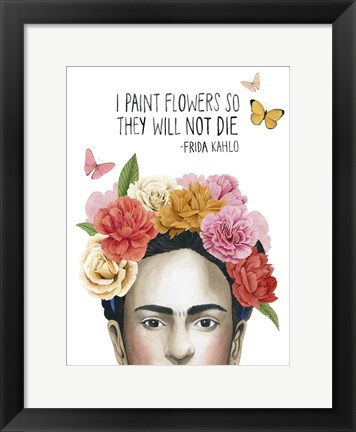 Framed Frida&#39;s Flowers II Print