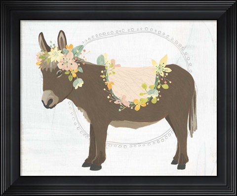 Framed Dainty Burro I Print