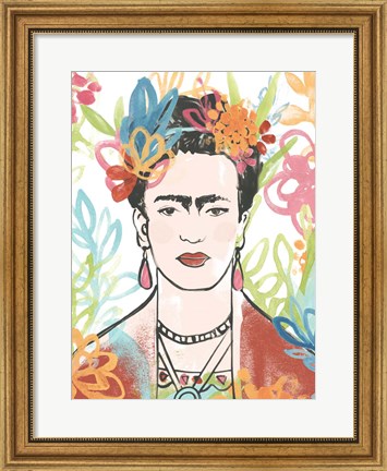 Framed Portrait of Frida  II Print