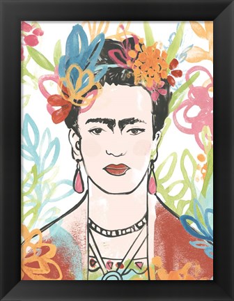 Framed Portrait of Frida  II Print