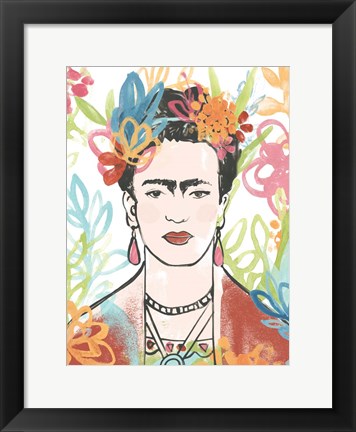 Framed Portrait of Frida  II Print