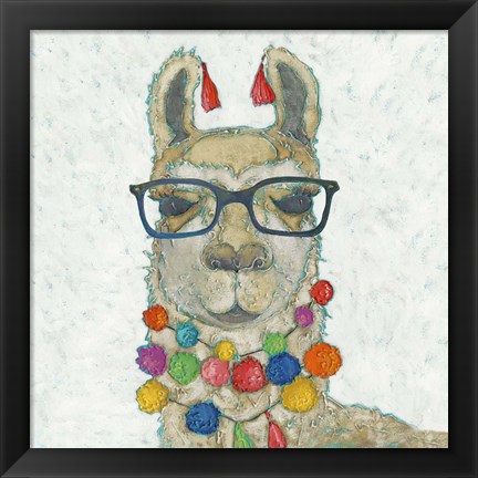 Framed Llama Love with Glasses I Print