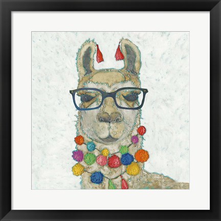 Framed Llama Love with Glasses I Print