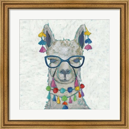 Framed Llama Love with Glasses II Print