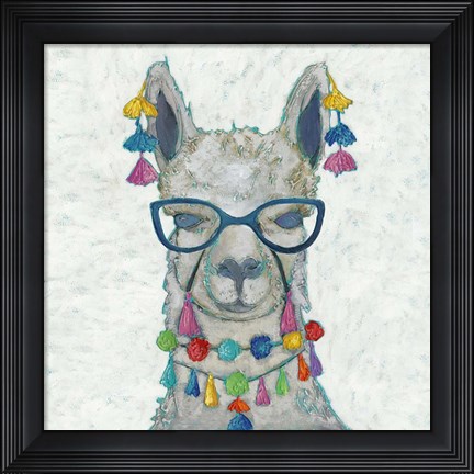 Framed Llama Love with Glasses II Print