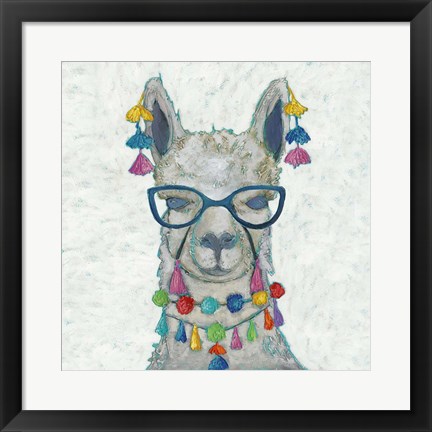 Framed Llama Love with Glasses II Print