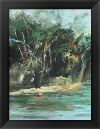 Framed Waterway Jungle I Print