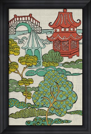 Framed Pagoda Landscape II Print