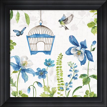 Framed Blue and Green Garden IV Print