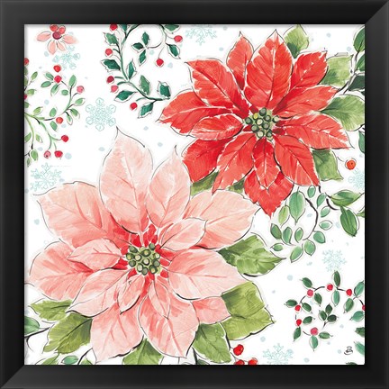 Framed Country Poinsettias II Print