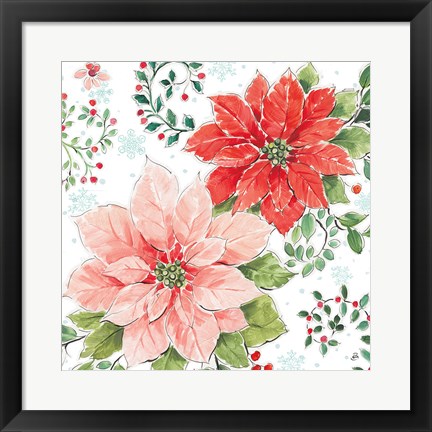 Framed Country Poinsettias II Print