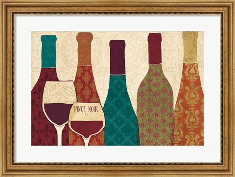 Framed Wine Collage I with Glassware Print