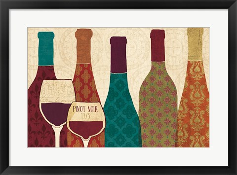 Framed Wine Collage I with Glassware Print