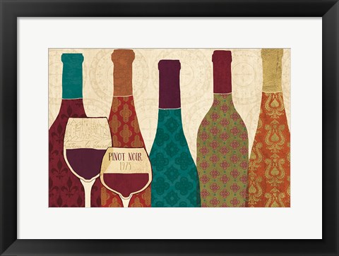 Framed Wine Collage I with Glassware Print