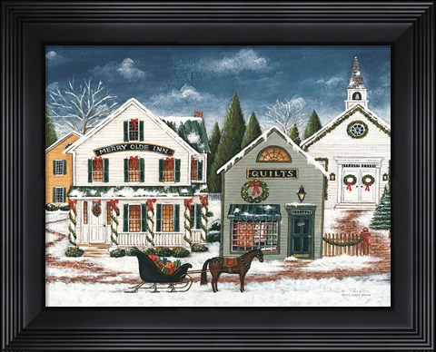 Framed Christmas Village I Dark Crop Print