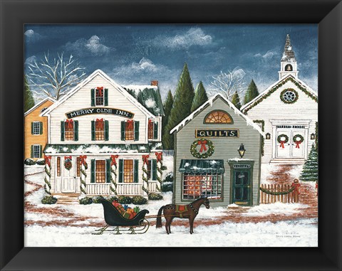 Framed Christmas Village I Dark Crop Print