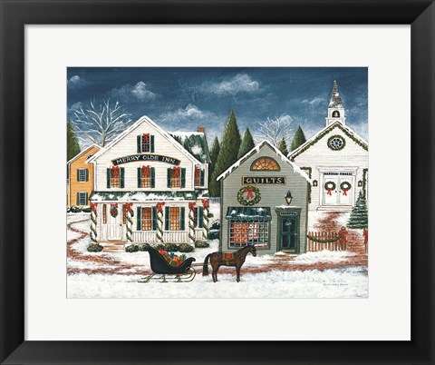 Framed Christmas Village I Dark Crop Print