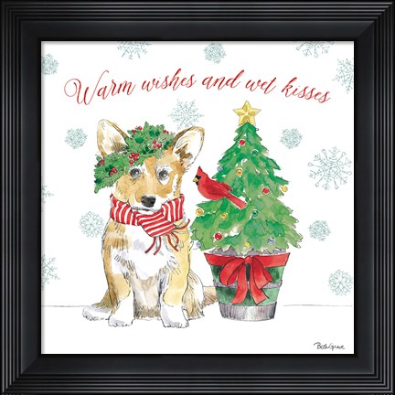 Framed Holiday Paws V Print