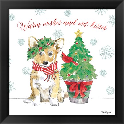 Framed Holiday Paws V Print