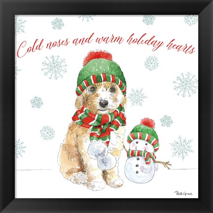 Framed Holiday Paws IV Print