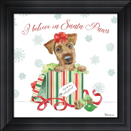 Framed Holiday Paws II Print