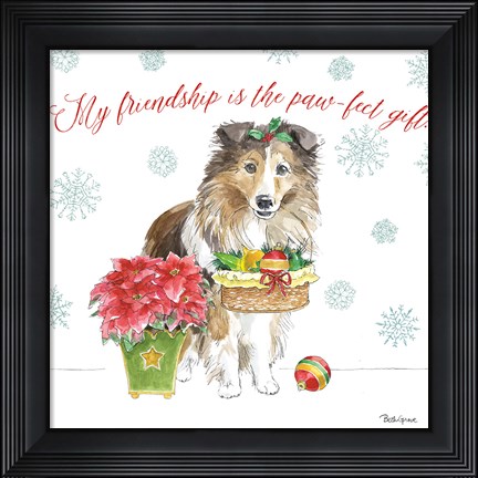 Framed Holiday Paws III Print