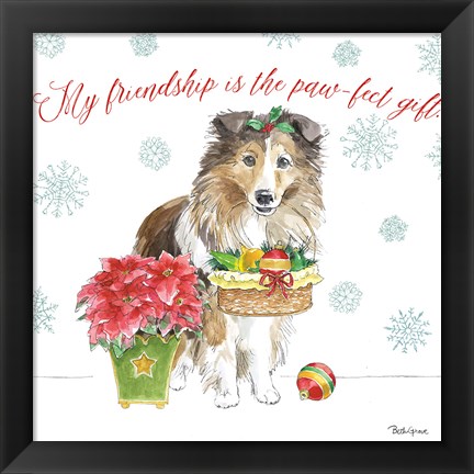 Framed Holiday Paws III Print