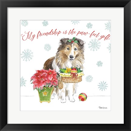 Framed Holiday Paws III Print