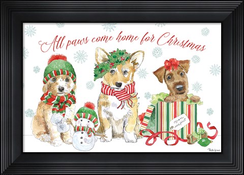 Framed Holiday Paws I Print